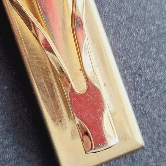 Vintage Anson Leather Tie Clip & Cufflinks Set Gold Tone Snakeskin Pattern VGC - Picture 6 of 7